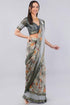 Vasthrlay Womens Silver Grey Polyester Floral Ready To Wear Saree