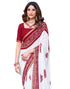 Vasthrlay Bandhani Georgette Unstitched White Saree