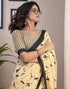 Vasthrlay Womens Printed Unstitched White Saree