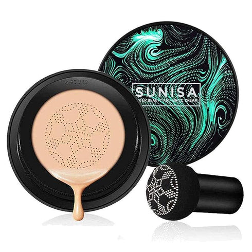 TYAGEN-II Sunisa Full Coverage 3 In 1 Cc And Bb Water Proof Foundation Concealer Cream With Air Cushion Mushroom, All Skin Type (Natural)