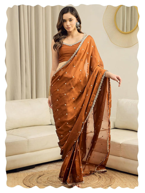 Vasthrlay Georgette Sequence Embroidered Unstitched Ethnic Wear