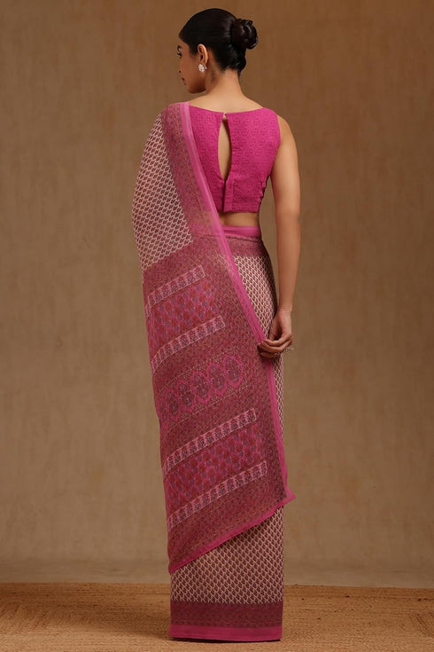 Vasthrlay Magenta Georgette Floral