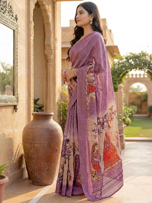 Vasthrlay Banglori Printed Dusty Saree