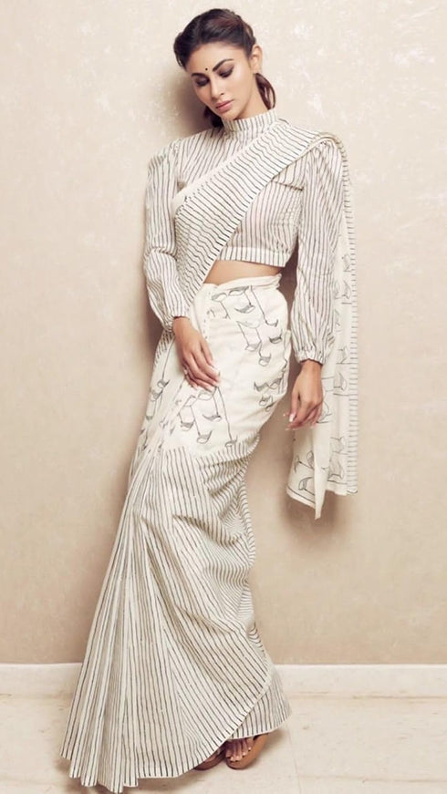 VasthrlayTextile Digital Unstitched White Free Ethnic Wear