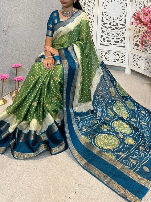 Vasthrlay Handloom Printed Unstitche Attache