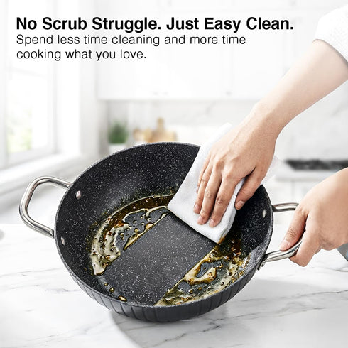 Prestige Durastone Hard Anodised 6 Layer Non-Stick Kadai with Glass Lid