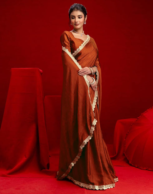 Vasthrlay Womens Unstitched Blouse Red Saree