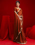 Vasthrlay Womens Blouse Rust Saree With Unstitched Blouse Piece