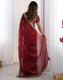 Vasthrlay Shimmer Chiffon Unstitched Maroon Saree