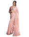 Vasthrlay Printed Striped Unstitched Peach Saree