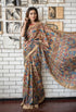 Vasthrlay White Printed Unstitched Saree
