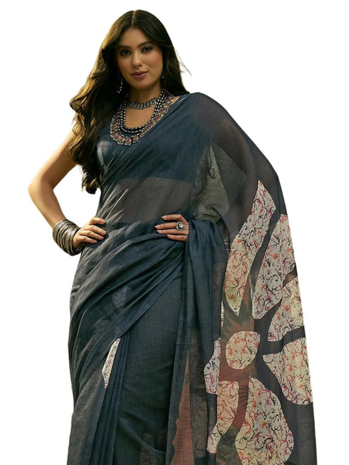 Vasthrlay Womens Printed Unstitched Dusty Pink Saree