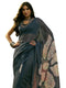Vasthrlay Womens Printed Dusty Rama Blue Saree With Unstitched Blouse Piece