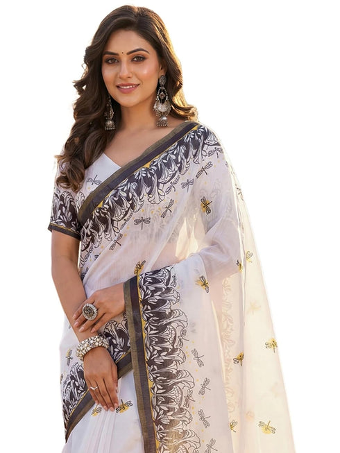 Vasthrlay Printed Lemon Yellow1 Yellow Saree