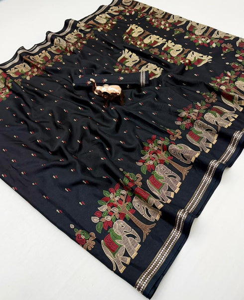 Vasthrlay Kalamkari Elephant Contrast
