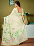 Vasthrlay Digital Printed Off-White Saree With Unstitched Blouse Piece