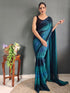 Vasthrlay Womens Georgette Unstitched Brown Saree