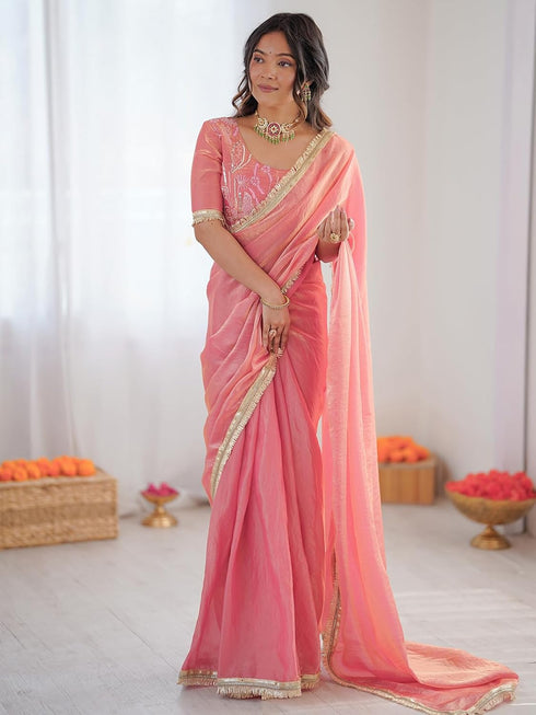Vasthrlay Chanderi Printed Coffee Saree