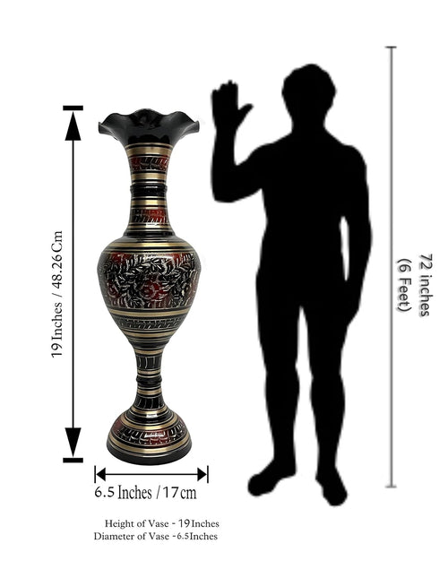 20 Inch Brass Floor Vase with Meenakari Work