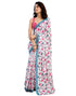 Vasthrlay Womens Printed Unstitched White Saree