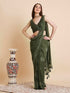 Vasthrlay Georgette Printed Unstitched Turquoise Saree