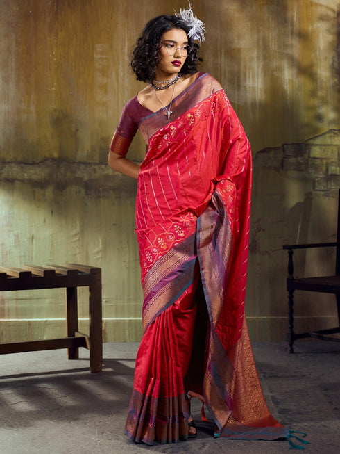 Vasthrlay Striped Tassels Unstitched Designer Ethnic Wear