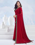 Vasthrlay Georgette Boarder Red | Golden Saree With Unstitched Blouse Piece