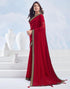 Vasthrlay Georgette Boarder Unstitched Red Saree