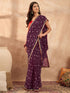 Vasthrlay Vasthrlaywomenspurplegeorgettebandhaniprintembroideredlaceworksareewithunstitchedblousepiece Sareeforwoman Designersareeforwomen Tr Ethnic Wear