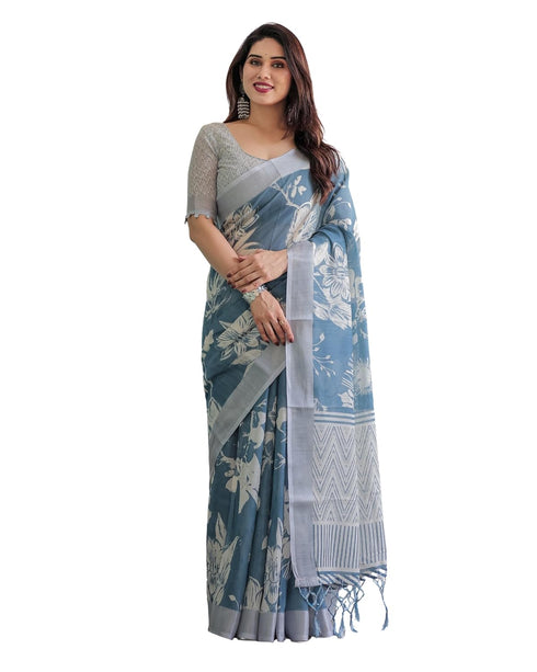 Vasthrlay Floral Prints Tasseled Saree