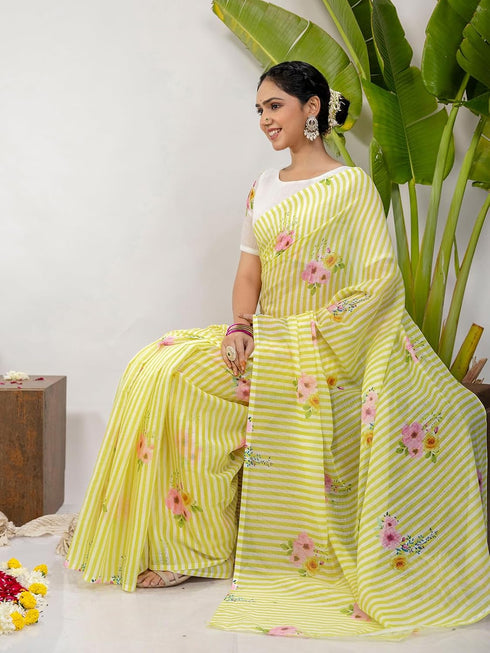 Vasthrlay Printed White1 White Saree