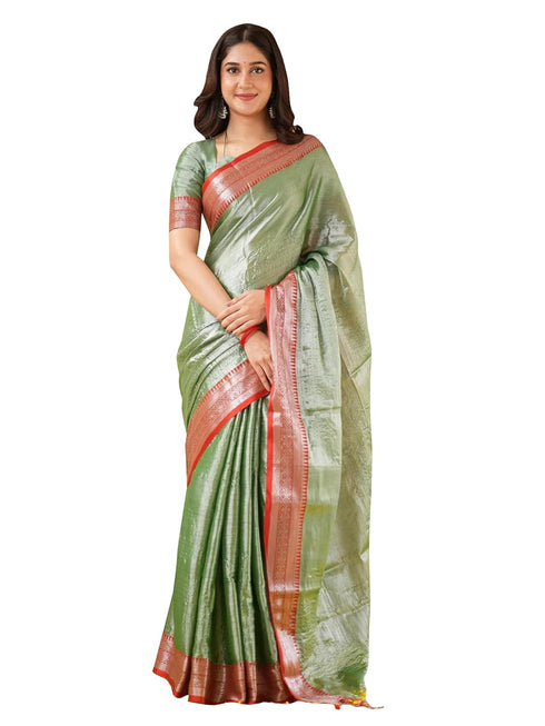 Vasthrlay Handloom Unstitched Beigered Ethnic Wear