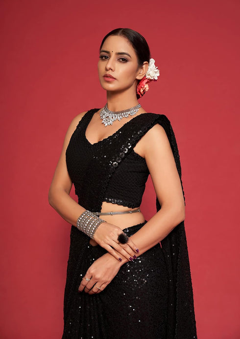 Vasthrlay Georgette Sequins Blouse Ethnic Wear