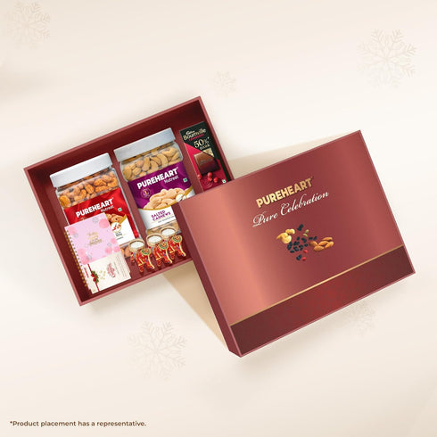 PUREHEART Christmas & New Year Gift Hamper | Premium Gift Box | Nutmix, Black Raisins