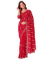 Vasthrlay Embroidery Scalloped Unstitched Red Saree