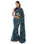 Vasthrlay Chiffon Tassels Unstitched Dark Green Saree