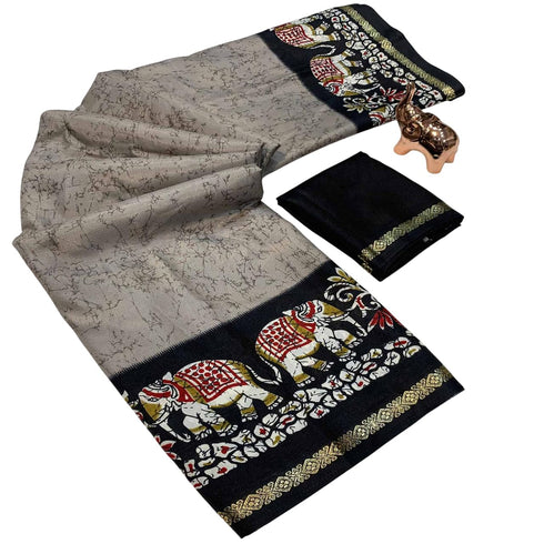 Vasthrlay Kalamkari Elephant Contrast