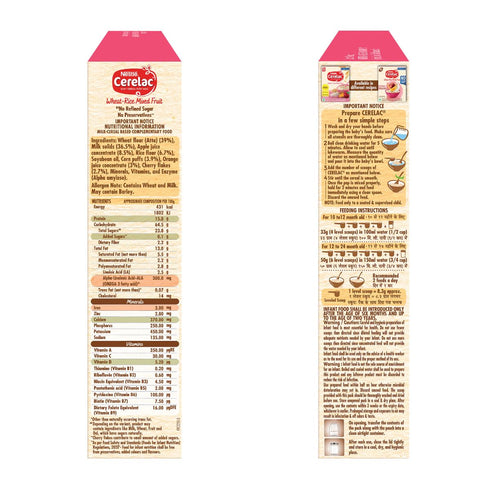 CERELAC Baby Food Cereal | Wheat Rice Mixed Fruit