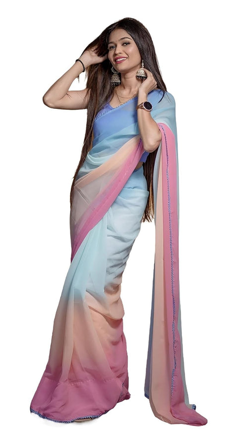 Vasthrlay Printed Georgette Unstitched Paddiiiiiiing Multicolour Free Ethnic Wear