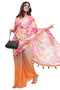Vasthrlay Multicolour Paisley Printed Linen Saree With Unstitched Blouse Piece