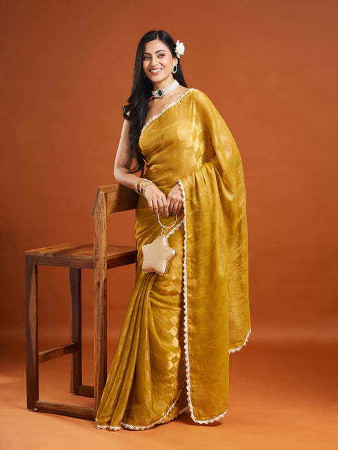 Vasthrlay Orange Unstitched Saree