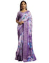 Vasthrlay Womens Printed Unstitched Navy Blue Saree