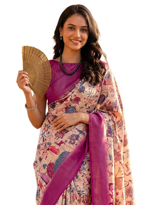 Vasthrlay Banglori Printed Dusty Saree