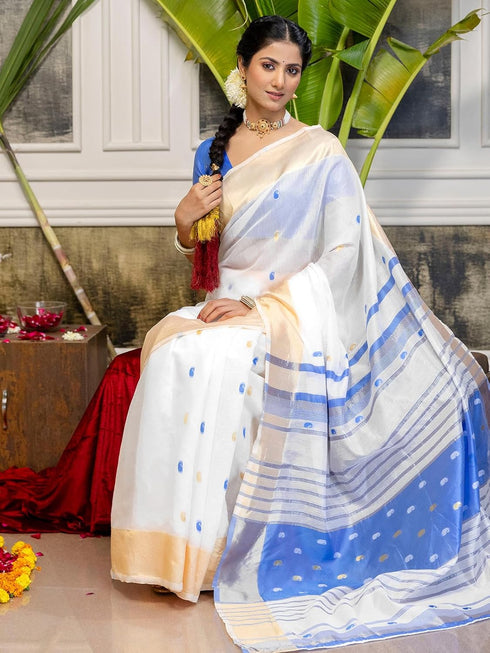 Vasthrlay Weaving White1 White Saree