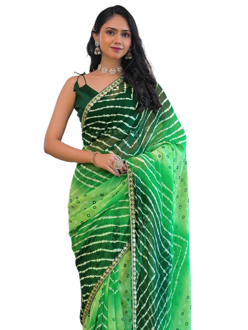Vasthrlay Georgette Embroidery Unstitched Pink Saree