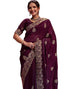 Vasthrlay Embroidery Scalloped Unstitched Maroon Saree