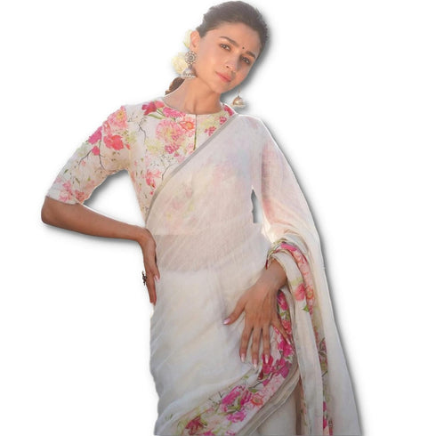 VasthrlayTextile Digital Unstitched White Free Ethnic Wear
