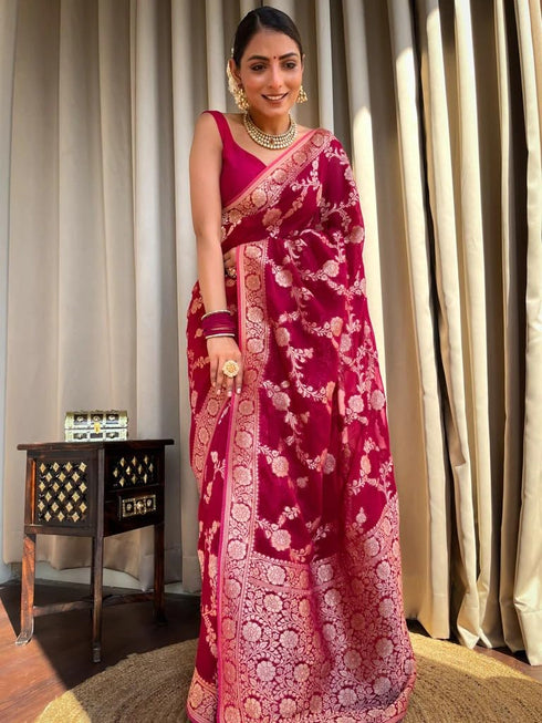 Vasthrlay Organza Designer Unstitched Saree