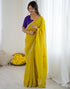 Vasthrlay Scalloped Embroidery Unstitched Dark Green Saree