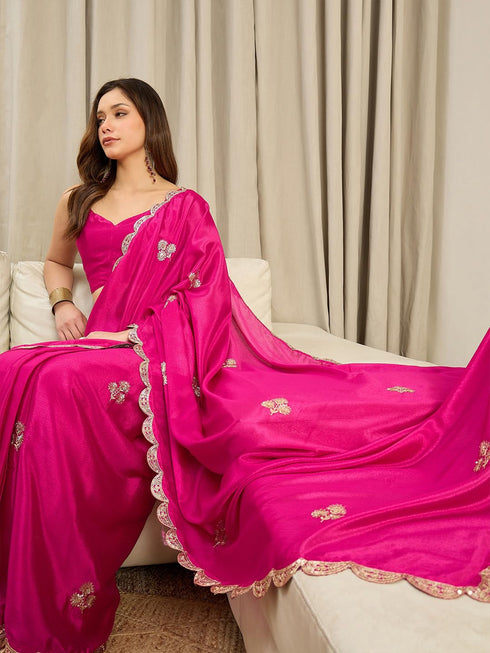 Vasthrlay Georgette Sequence Embroidered Unstitched Ethnic Wear